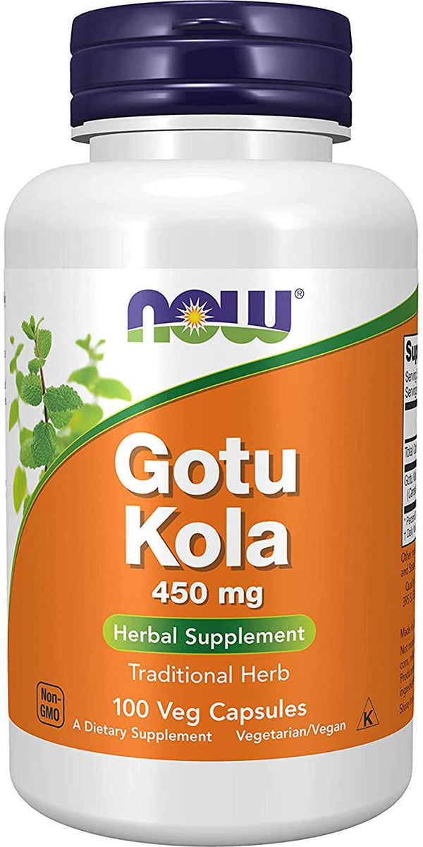 NOW Gotu Kola 450mg, 100 Veg Capsules (Pack of 4)
