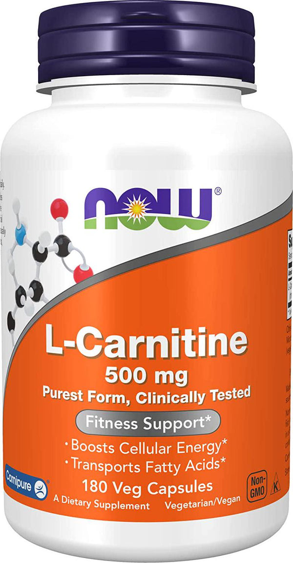 NOW L-Carnitine 500mg, 180 Veg Capsules