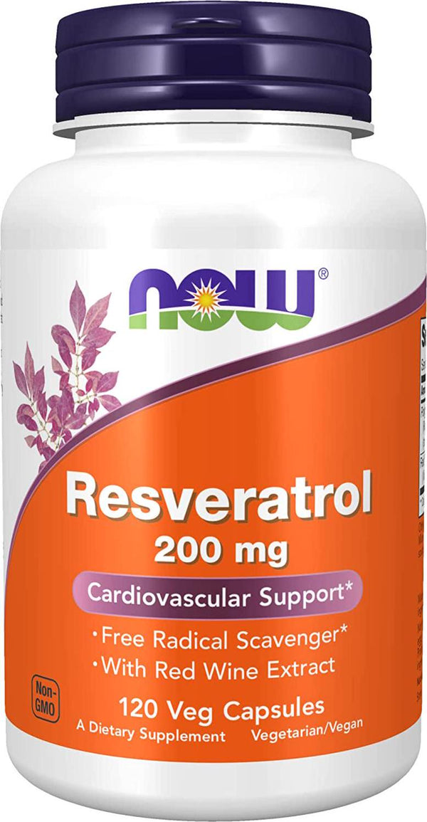 NOW Natural Resveratrol 200mg, 120 Veg Capsules
