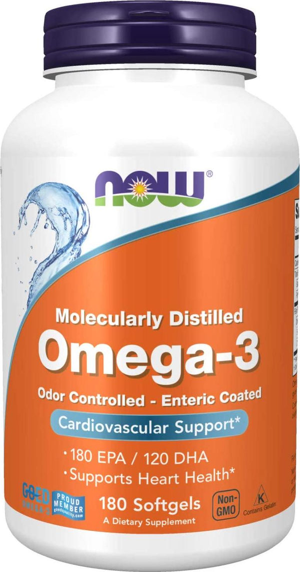 NOW Omega-3, Enteric Coated,180 Softgels