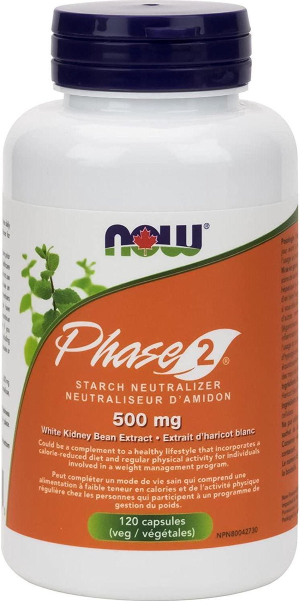 NOW Phase-2 Starch Block 500mg, 120 Capsules