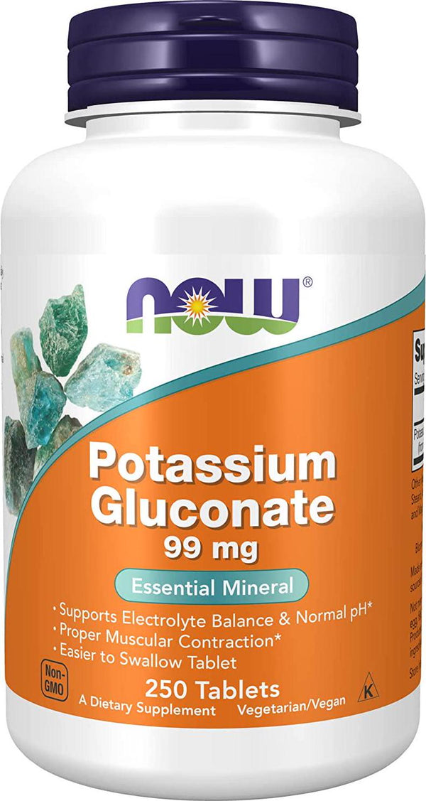 NOW Potassium Gluconate 99 mg, 250 Tablets