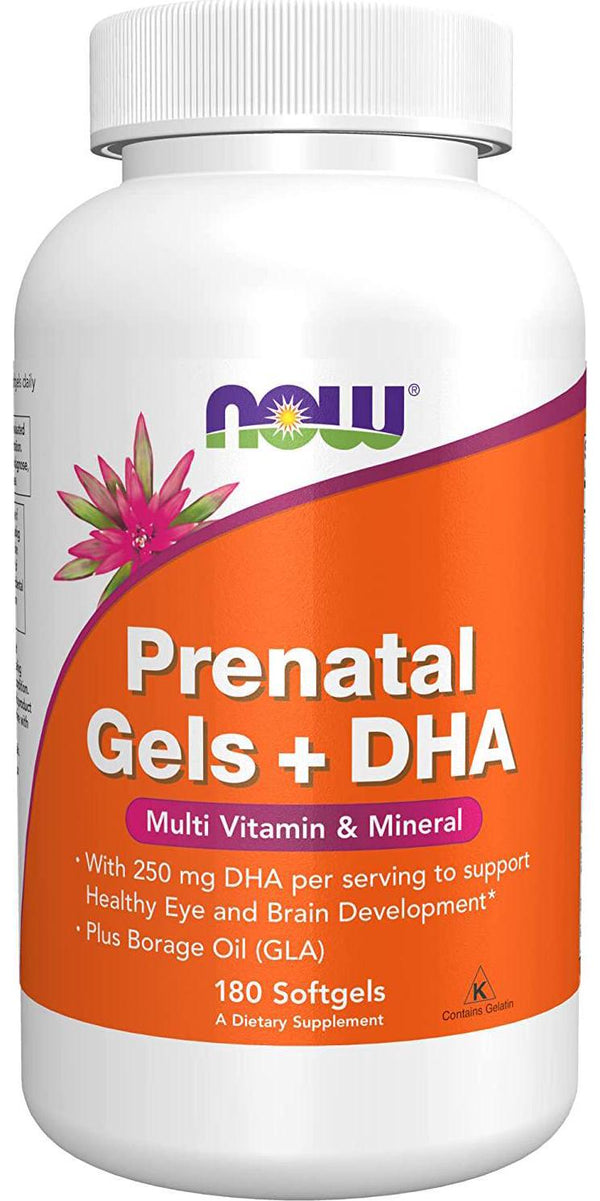NOW Prenatal Gels + DHA,180 Softgels