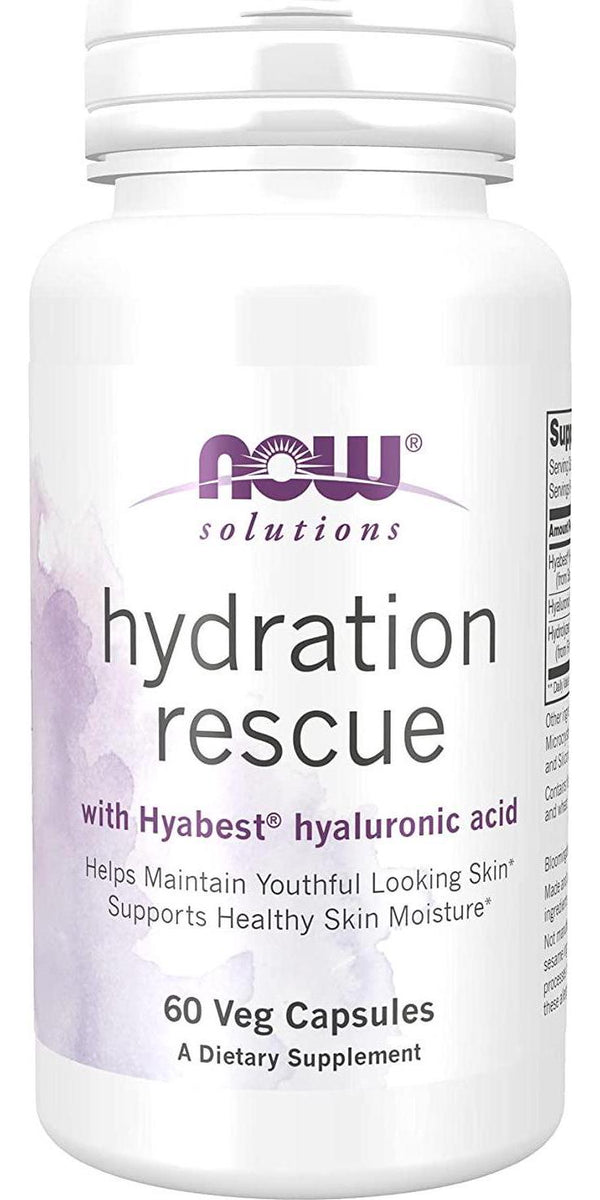 NOW Solutions, Hydration Rescue with Hyabest hyaluronic acid, Helps Maintain Youthful Looking Skin*, Supports Healthy Skin Moisture*, 60 Veg Capsules