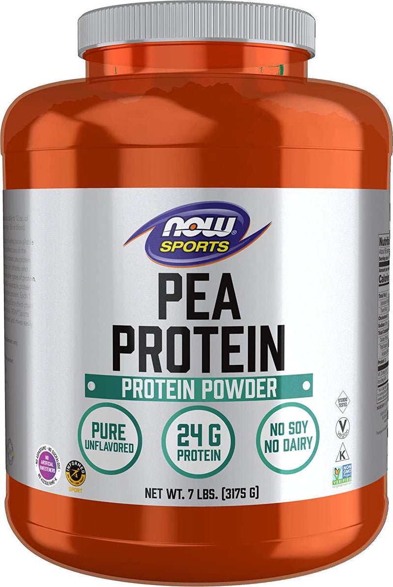 NOW Sports Nutrition, Pea Protein 24 g, Fast Absorbing, Unflavored Powder, 7-Pound