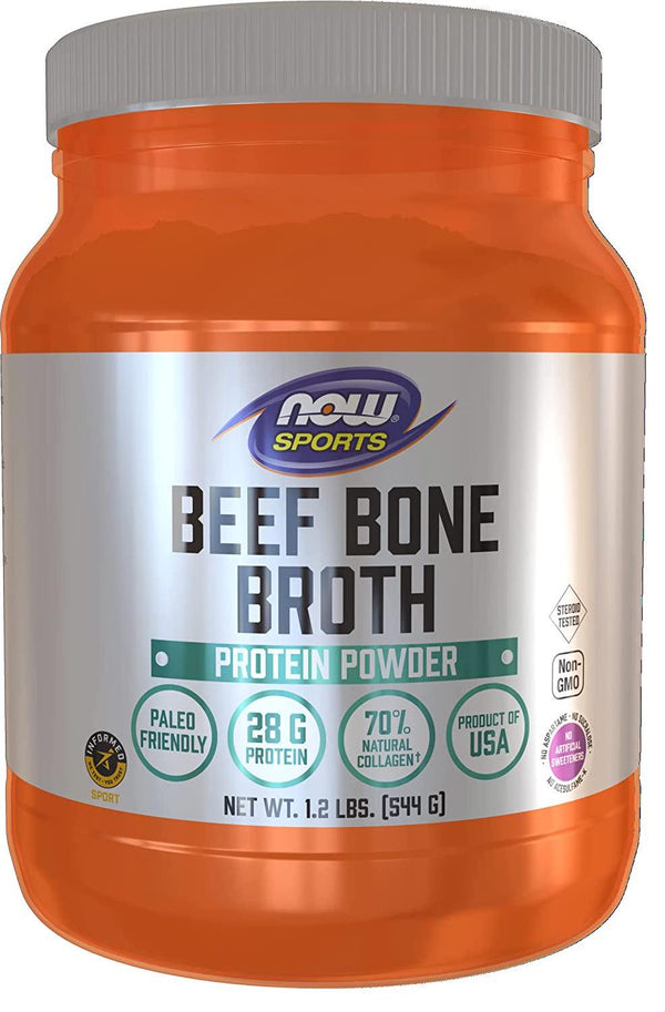 NOW Sports Nutrition, Beef Bone Broth Powder made with Premium-Quality Beef Bone Extract , 1.2-Pound