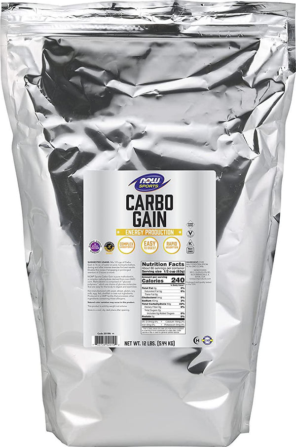 NOW Sports Nutrition, Carbo Gain Powder (Maltodextrin), Rapid Absorption, Energy Production, 12-Pound