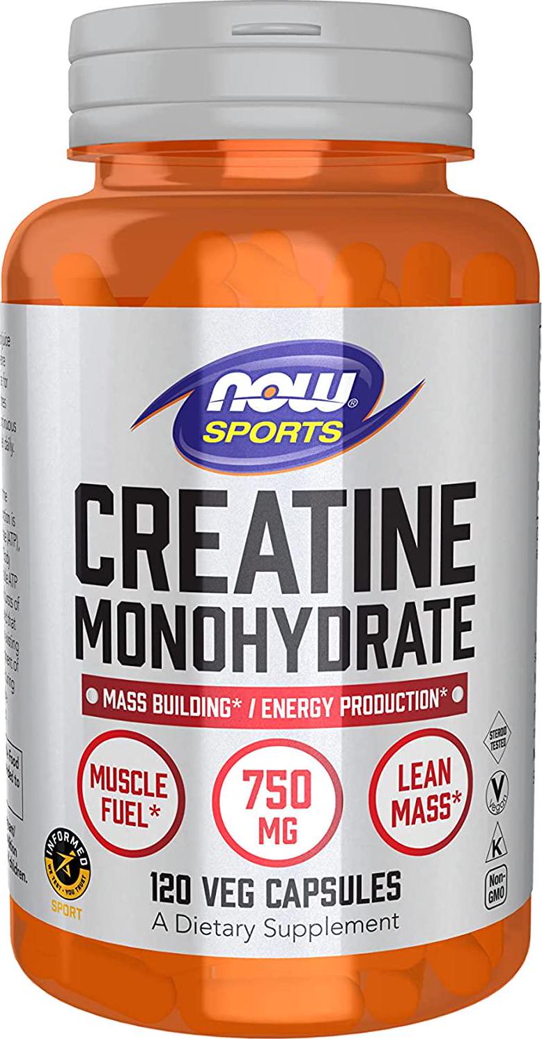 NOW Sports Nutrition, Creatine Monohydrate 750 mg, Mass Building*/Energy Production*, 120 Veg Capsules