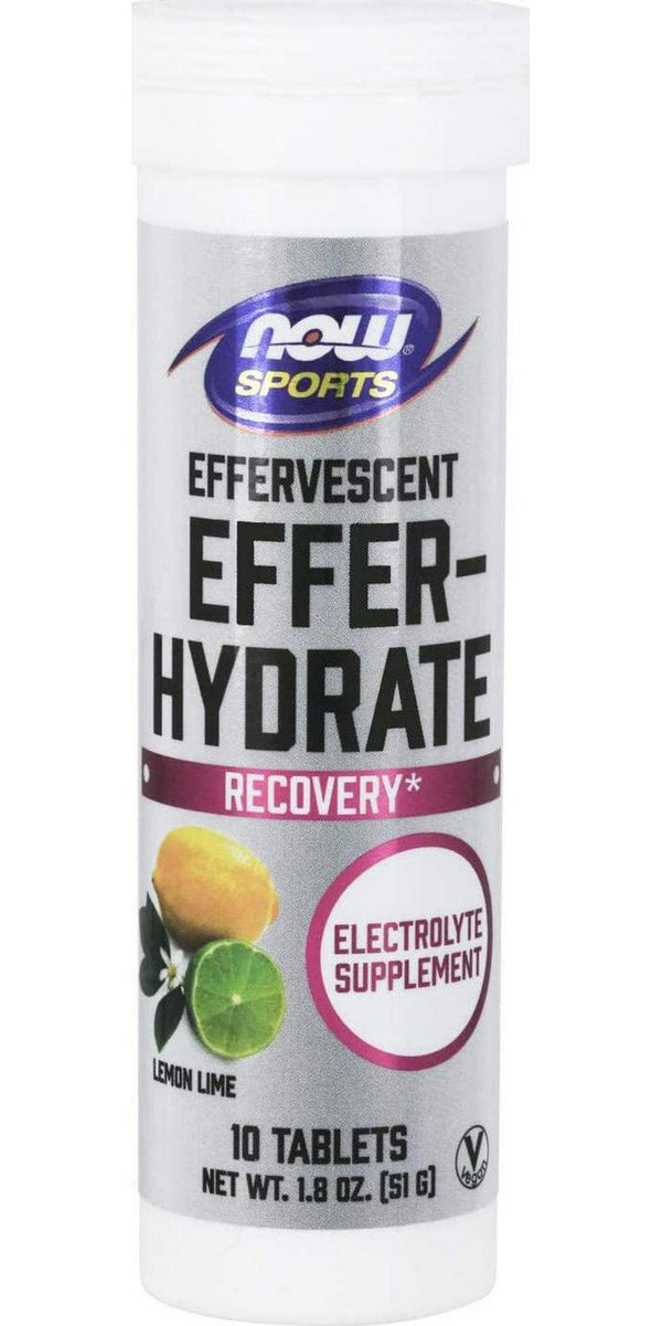 NOW Sports Nutrition, Effervescent Effer-Hydrate, Electrolyte Supplement, Recovery*, Lemon Lime, 10 Tablets