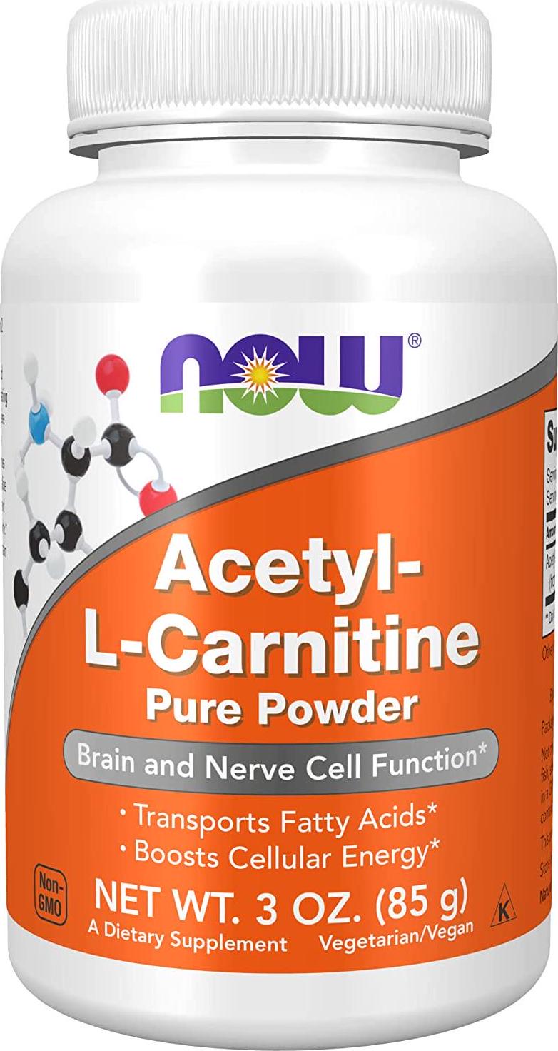 NOW Supplements, ALC (Acetyl-L-Carnitine) Powder, Brain and Nerve Cell Function*, 3-Ounce