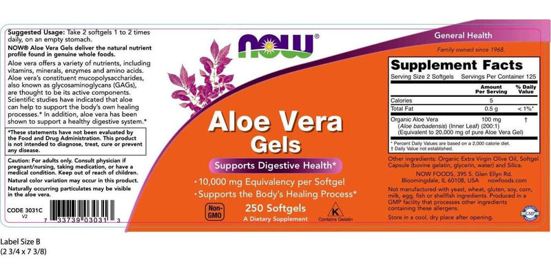 NOW Supplements, Aloe Vera 10,000 mg, 250 Softgels