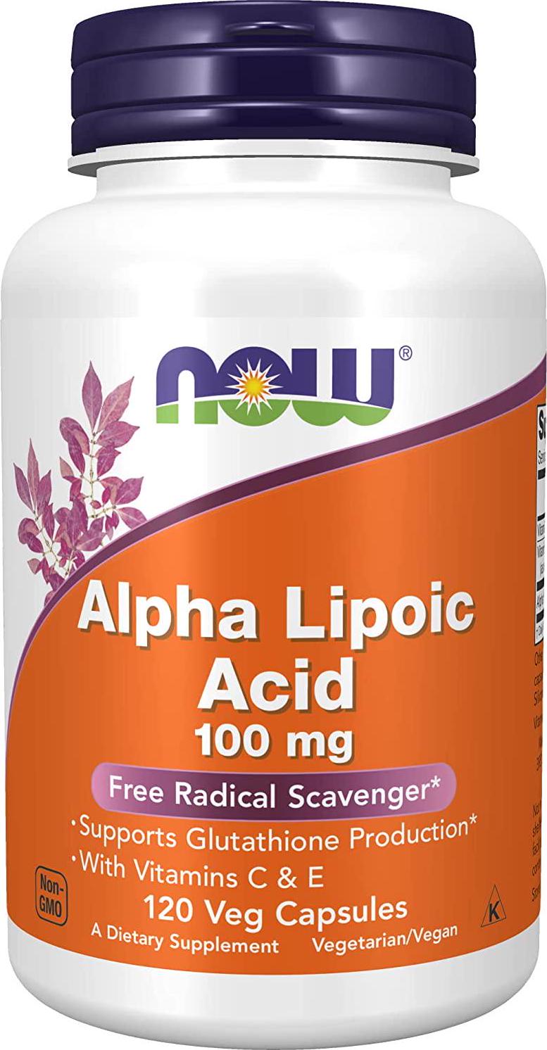 NOW Supplements, Alpha Lipoic Acid 100 mg with Vitamins C and E, Free Radical Scavenger*, 120 Veg Capsules