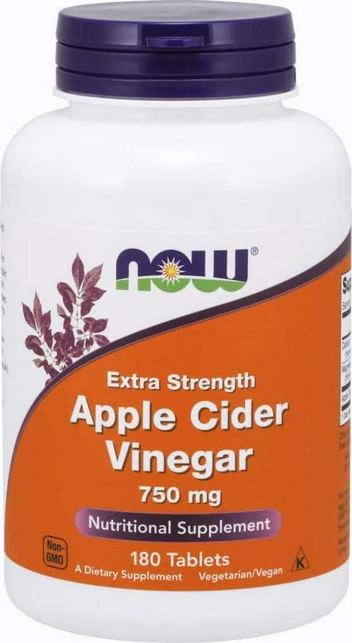 NOW Supplements, Apple Cider Vinegar 750 mg, from Fermentation of Sweet Apple Cider, Extra Strength, 180 Tablets