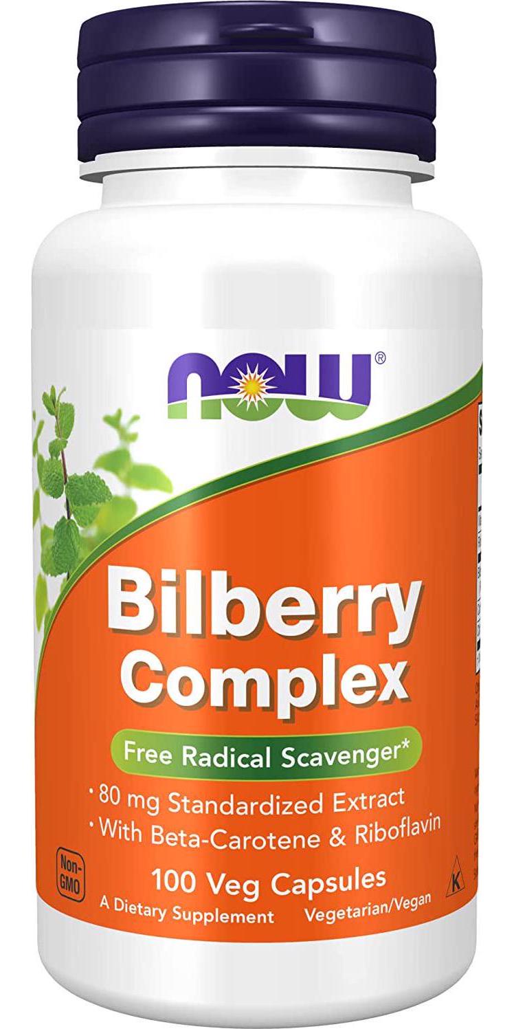 NOW Supplements, Bilberry (Vaccinium myrtillus)Complex 80 mg with Beta-Carotene and Riboflavin, 100 Veg Capsules