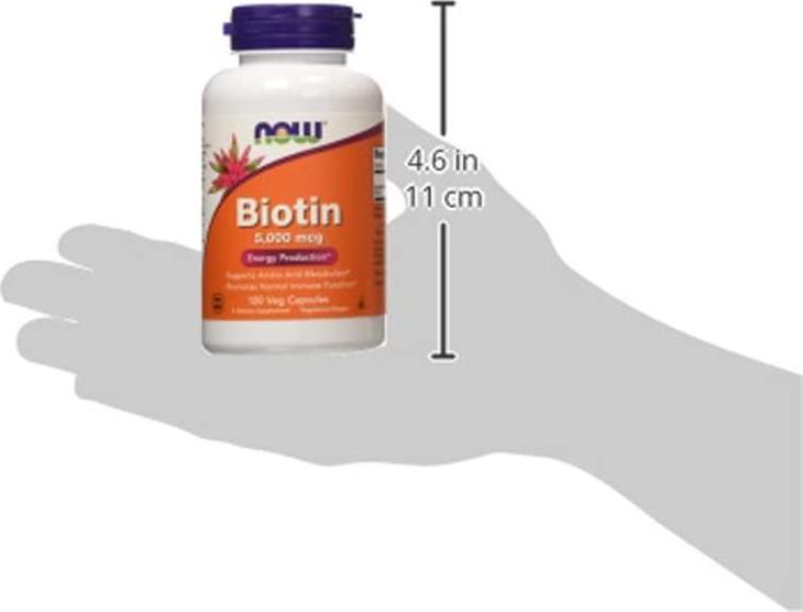 NOW Supplements, Biotin 5,000 mcg, Amino Acid Metabolism*, Energy Production*, 120 Veg Capsules