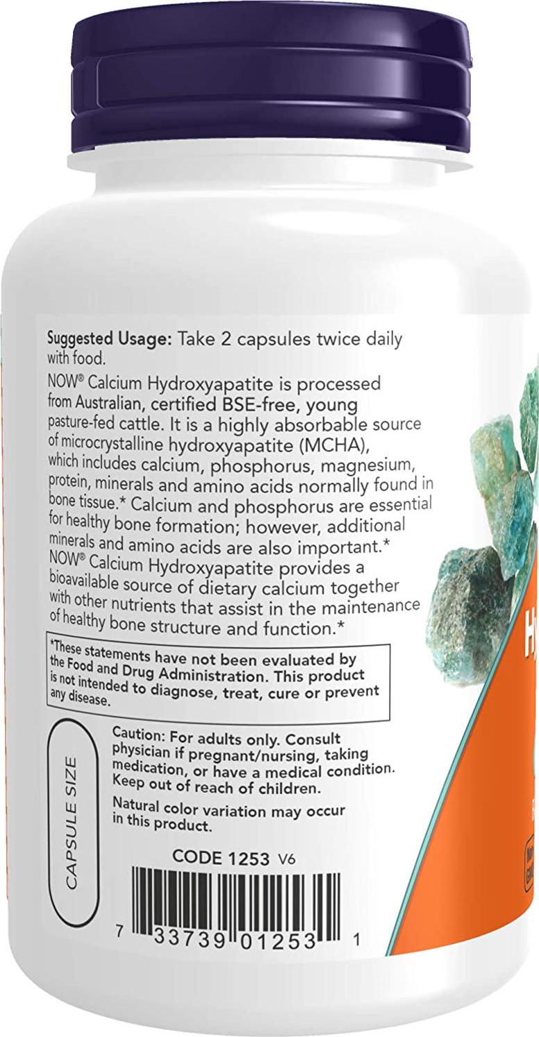 NOW Supplements, Calcium Hydroxyapatite Caps, Supports Bone Health*, 120 Capsules