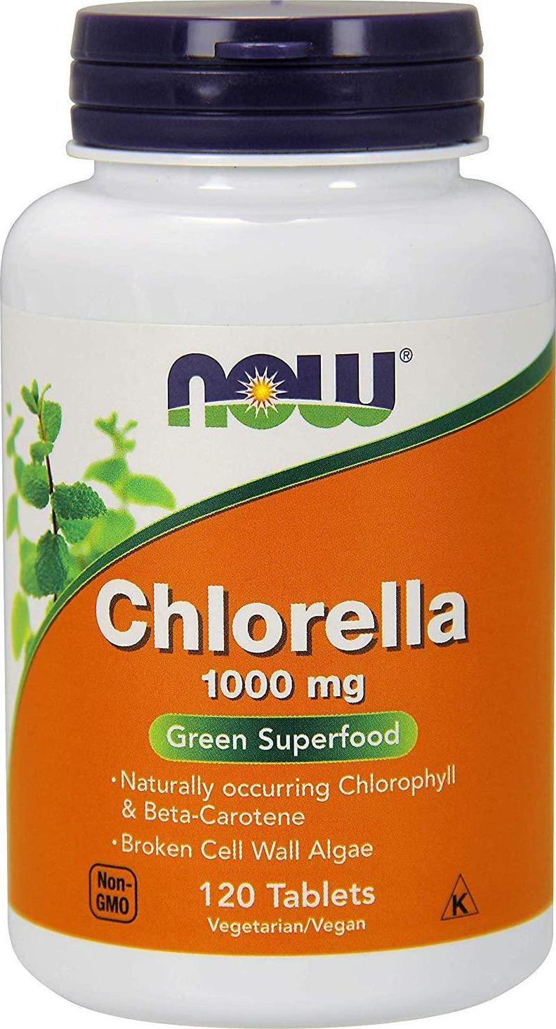 NOW Supplements, Chlorella 1000 mg with naturally occurring Chlorophyll, Beta-Carotene, mixed Carotenoids, Vitamin C, Iron and Protein, 120 Tablets