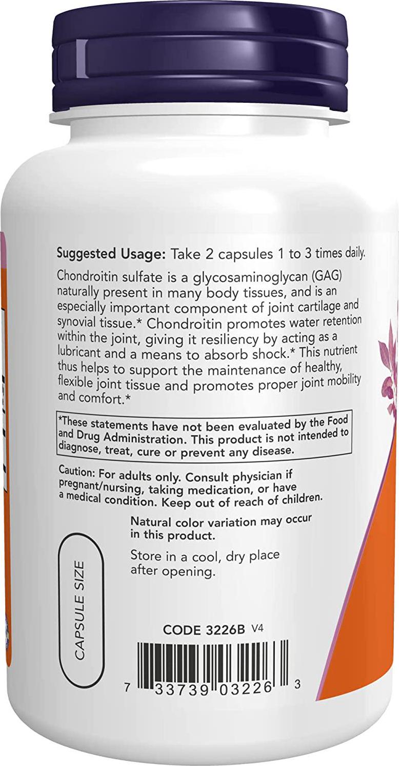 NOW Supplements, Chondroitin Sulfate 600 mg (a Glycosaminoglycan), Joint Health*, 120 Capsules