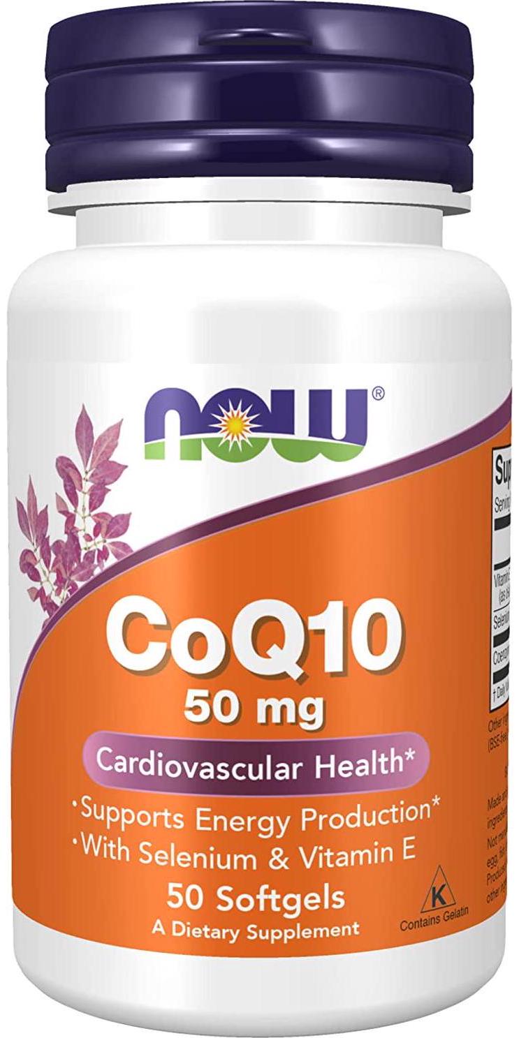 NOW Supplements, CoQ10 50 mg, Pharmaceutical Grade, All-Trans Form produced by Fermentation, 50 Softgels