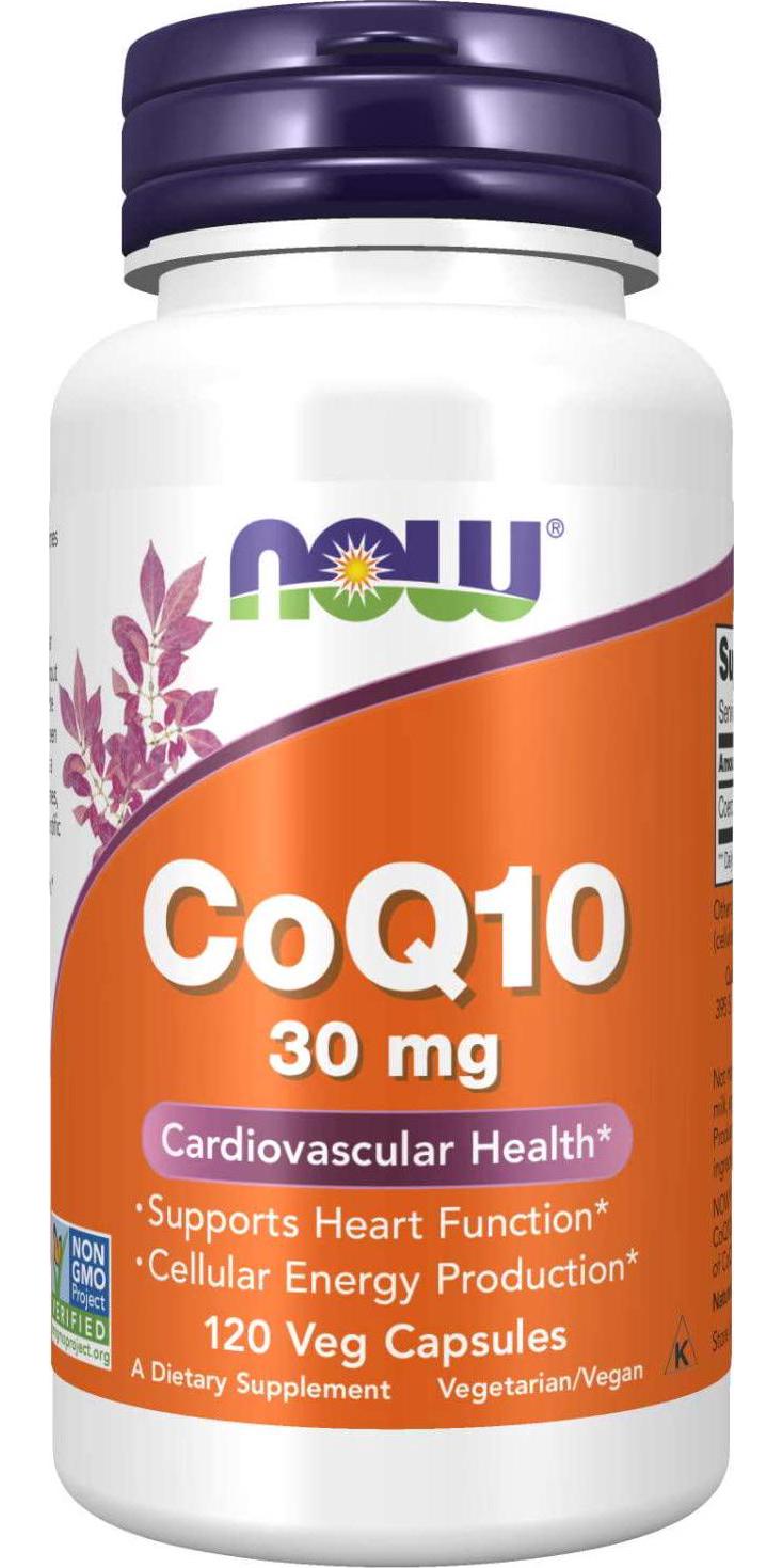 NOW Supplements, CoQ10 30 mg, Pharmaceutical Grade, All-Trans Form produced by Fermentation, 120 Veg Capsules