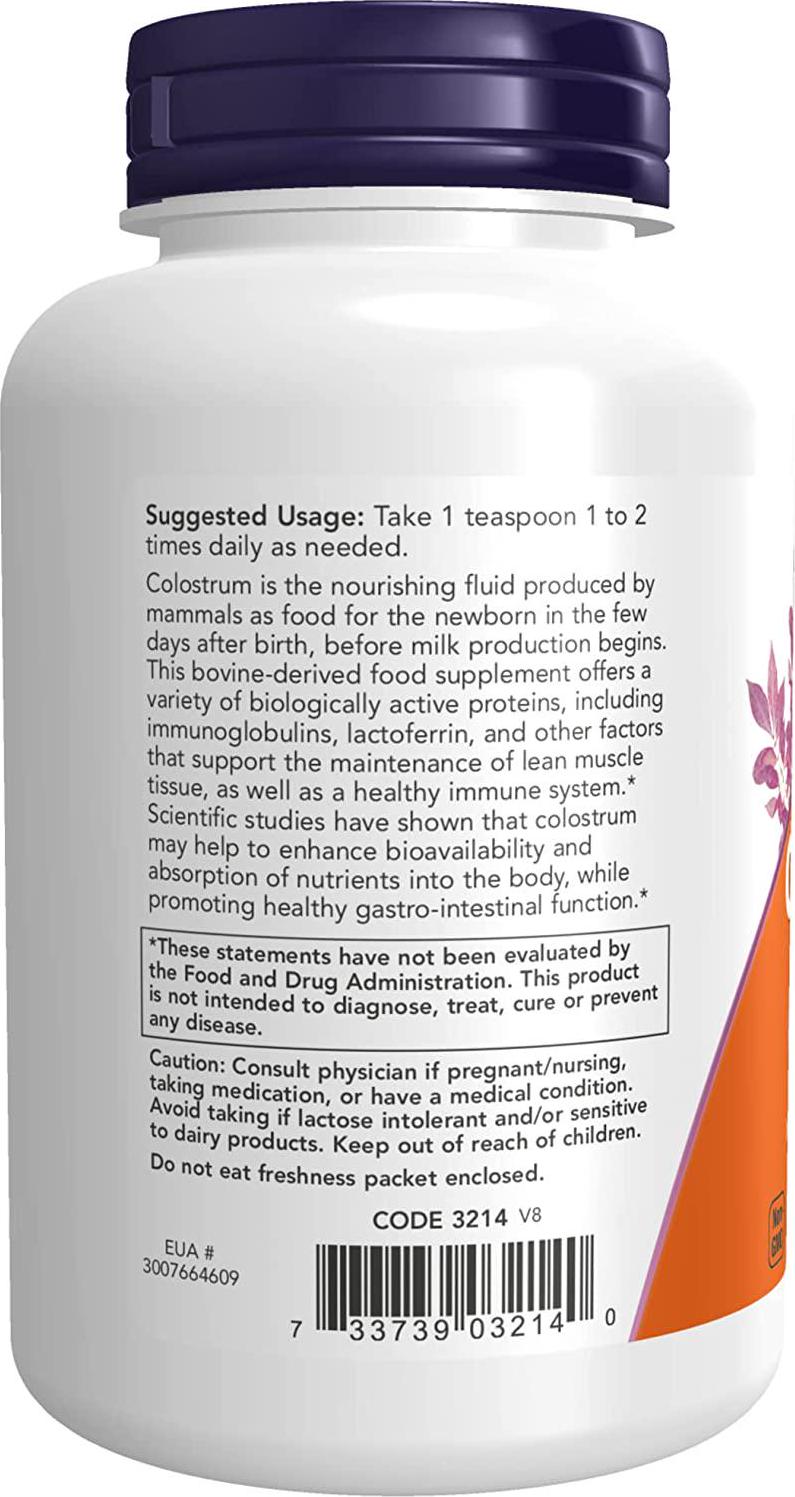 NOW Supplements, Colostrum Powder, Naturally occurring Immunoglobulins and Lactoferrin, 3-Ounce