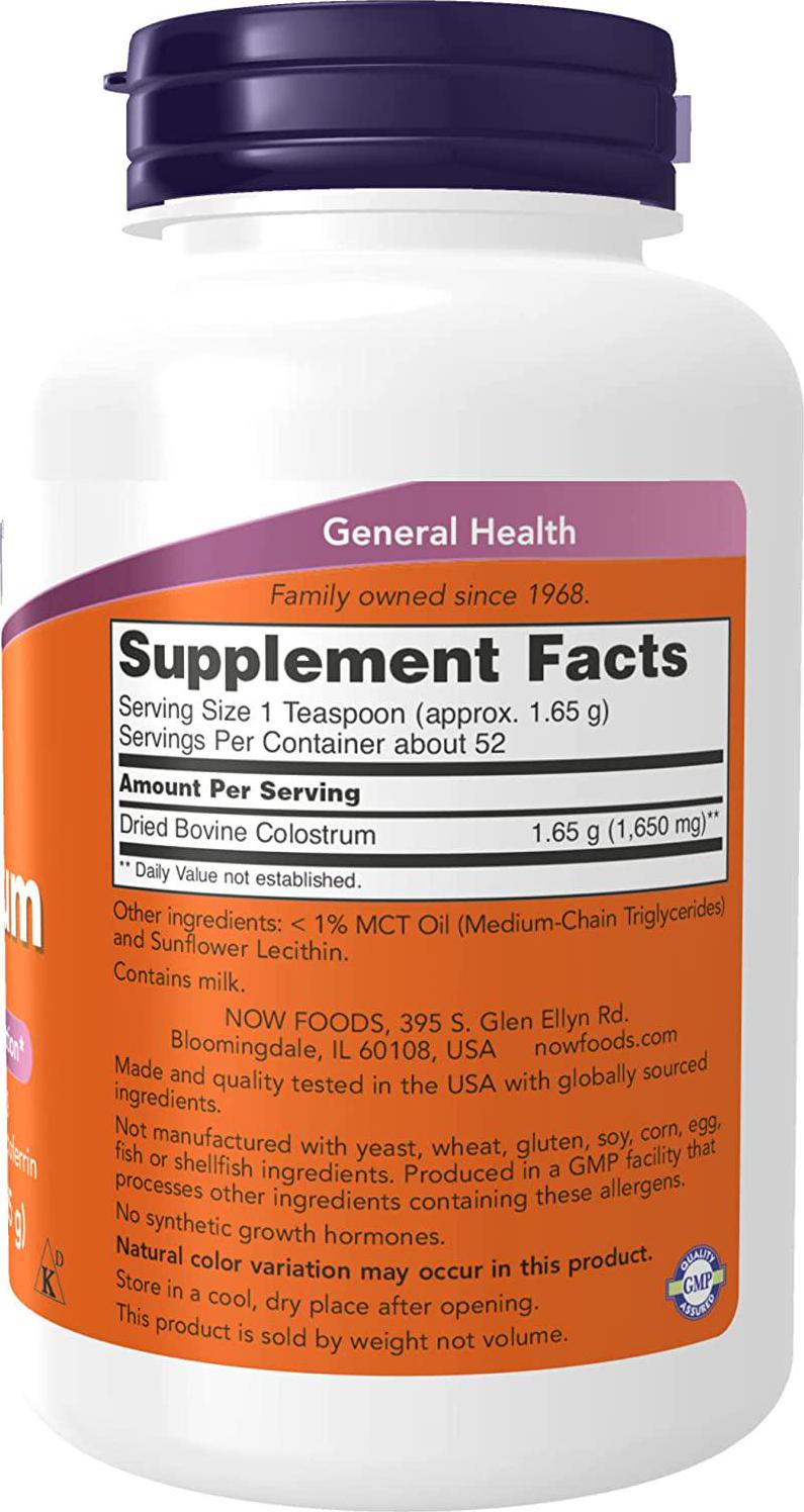 NOW Supplements, Colostrum Powder, Naturally occurring Immunoglobulins and Lactoferrin, 3-Ounce