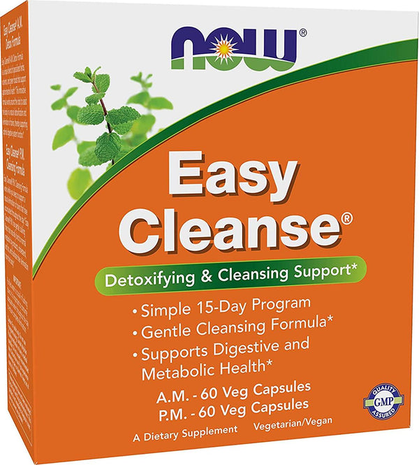 NOW Supplements, Easy Cleanse, AM/PM with unique blend of Specialized Herbs, Nutrients and Green Foods, 120 Veg Capsules
