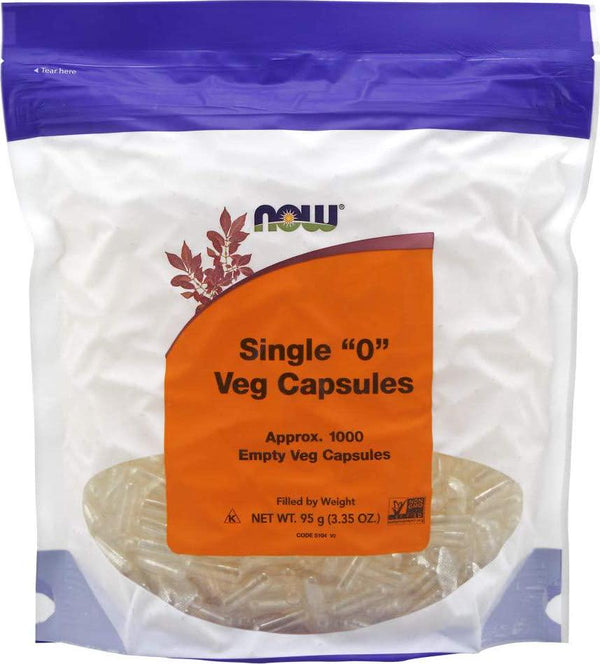 NOW Supplements, Empty Vegetarian Capsules, Single 0 , Filled by Weight, Non-GMO Project Verified, 1,000 Veg Capsules