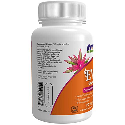 NOW Supplements, Eve Women's Multivitamin with Cranberry, Alpha Lipoic Acid and CoQ10, plus Superfruits - Pomegranate, Acai and Mangosteen, Iron-Free, 120 Veg Capsules