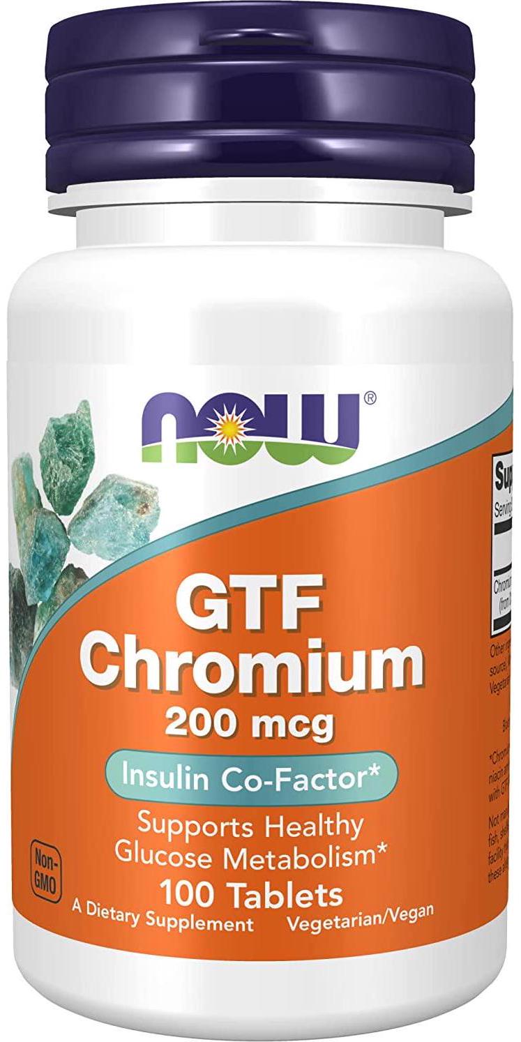 NOW Supplements, GTF (Glucose Tolerance Factor) Chromium 200 mcg, 100 Tablets