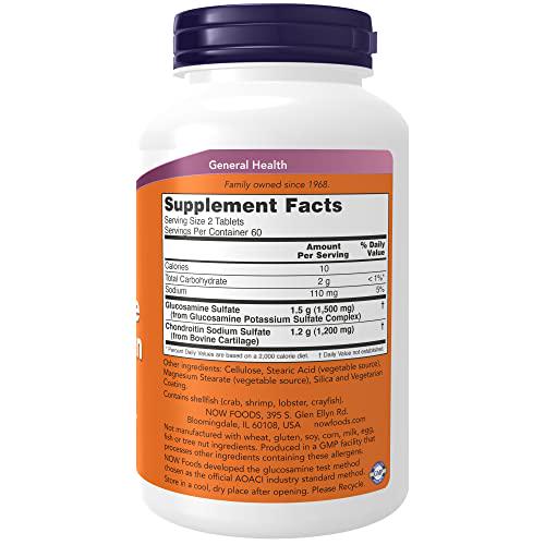 NOW Supplements, Glucosamine and Chondroitin Extra Strength, Sulfate Forms, 120 Tablets