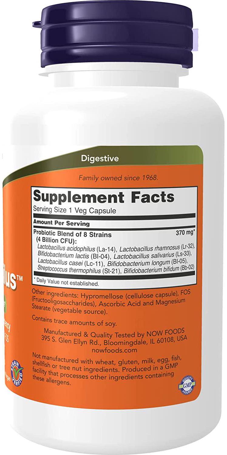 NOW Supplements, Gr8-Dophilus with 8 Strains and 4 Billion Potency, Shelf Stable, 120 Veg Capsules