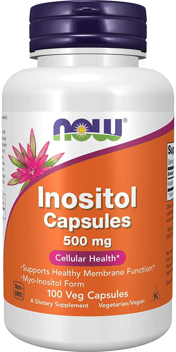 NOW Supplements, Inositol 500 mg, Healthy Membrane Function*, Cellular Health*, 100 Veg Capsules