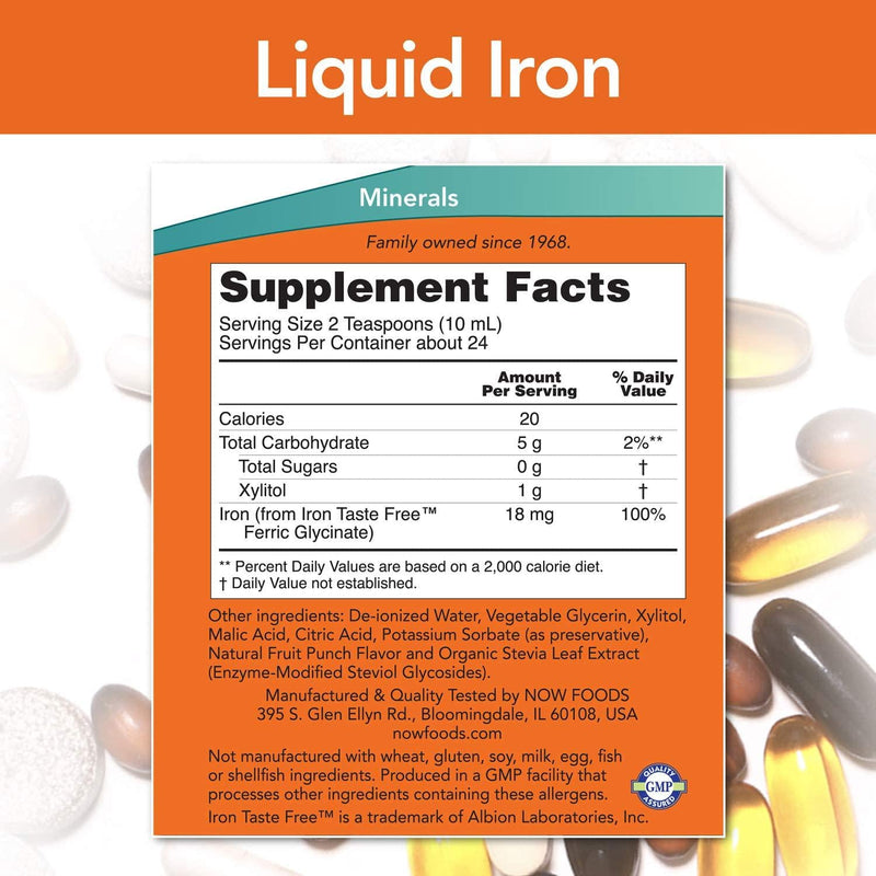 NOW Supplements, Iron Liquid, 8-Ounce