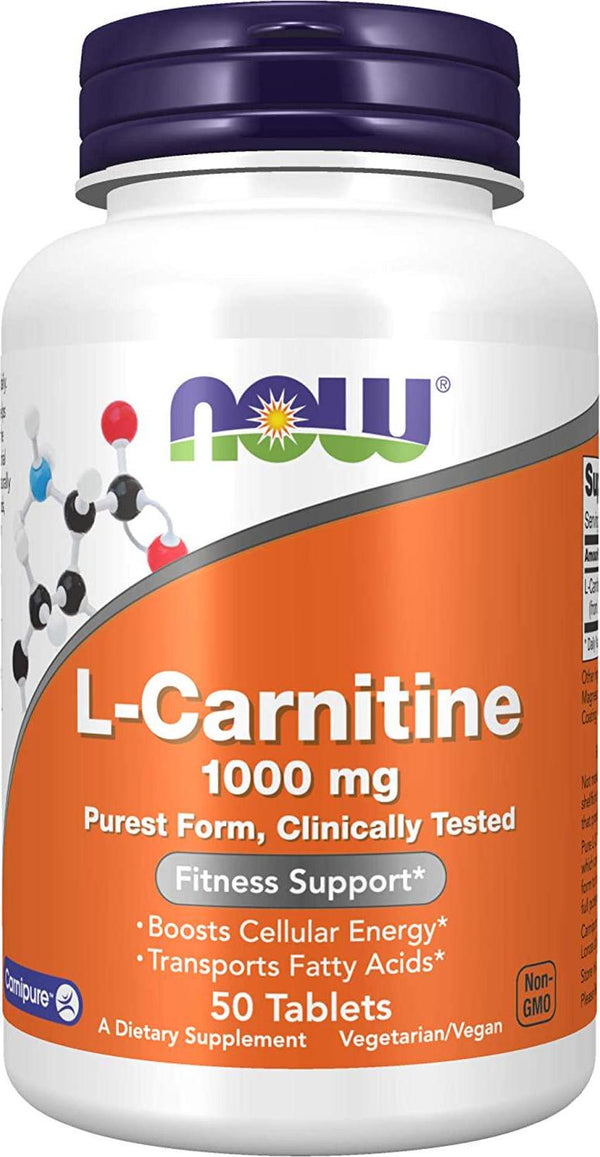 NOW Supplements, L-Carnitine 1000 mg, Amino Acid, 50 Tablets