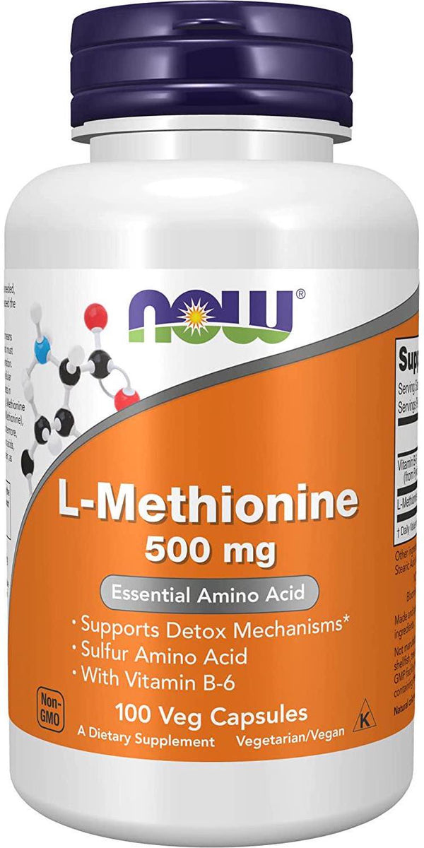 NOW Supplements, L-Methionine 500 mg with Vitamin B-6, Supports Detoxification*, Amino Acid, 100 Capsules