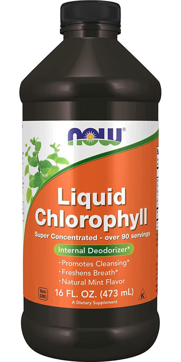 NOW Supplements, Liquid Chlorophyll, Super Concentrated, Internal Deodorizer*, Mint Flavor, 16-Ounce