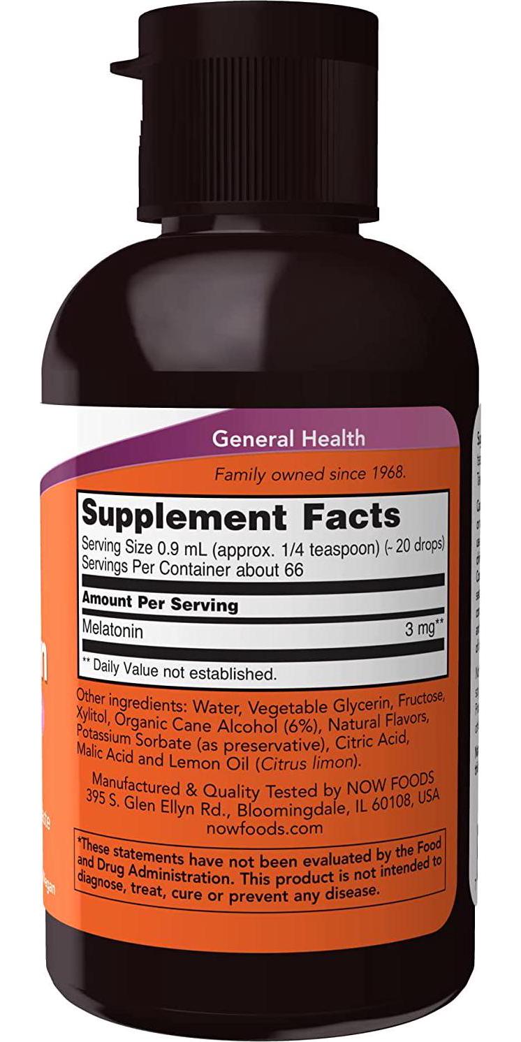 NOW Supplements, Liquid Melatonin, 3 mg Per Serving, Fast Absorbtion and Great Taste, 2-Ounces