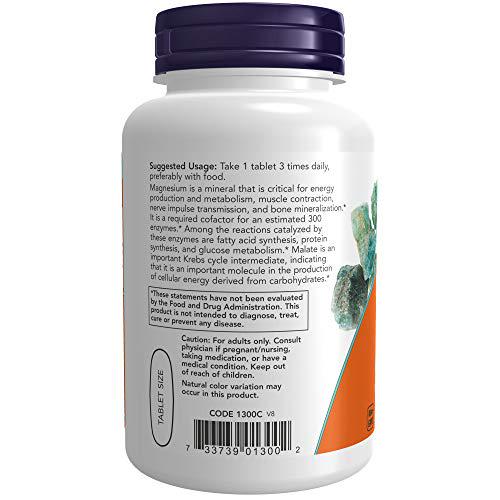 NOW Supplements, Magnesium Malate 1000 mg, Energy Production*, Nervous System Support*, 180 Tablets