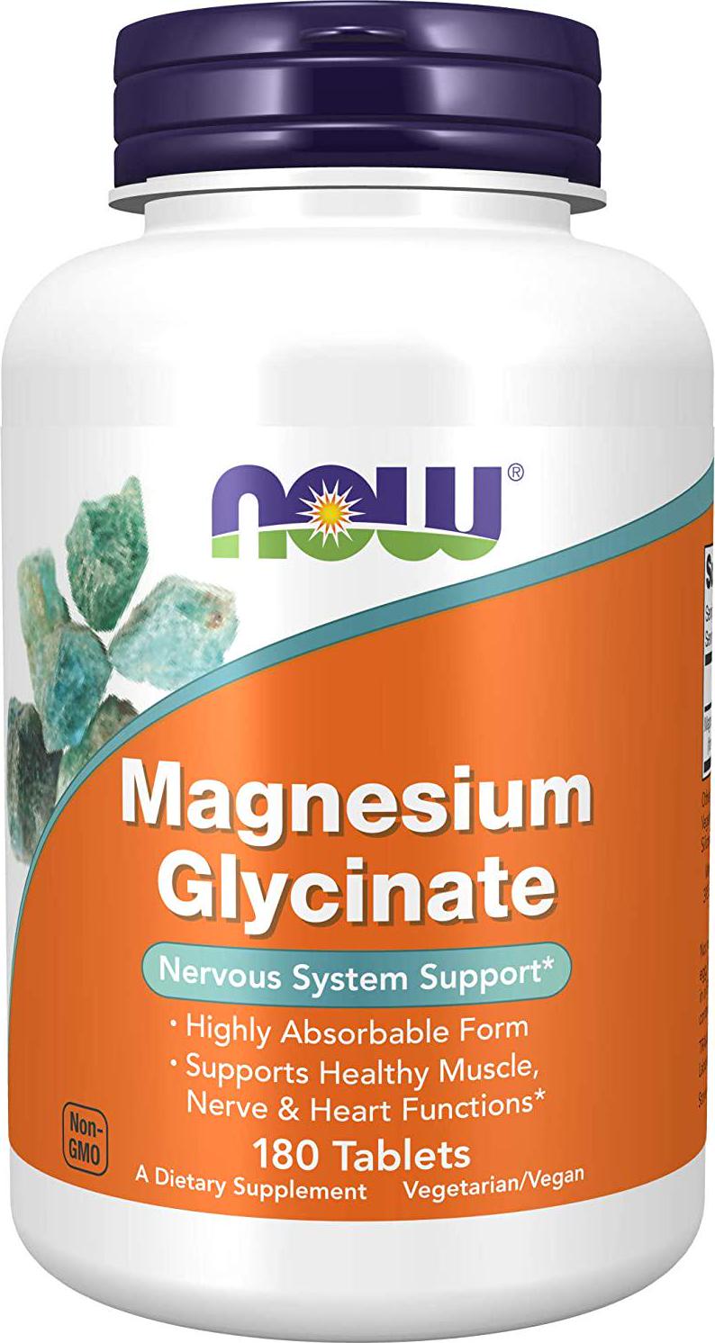 NOW Supplements, Magnesium Glycinate 100 mg, Highly Absorbable Form, 180 Tablets