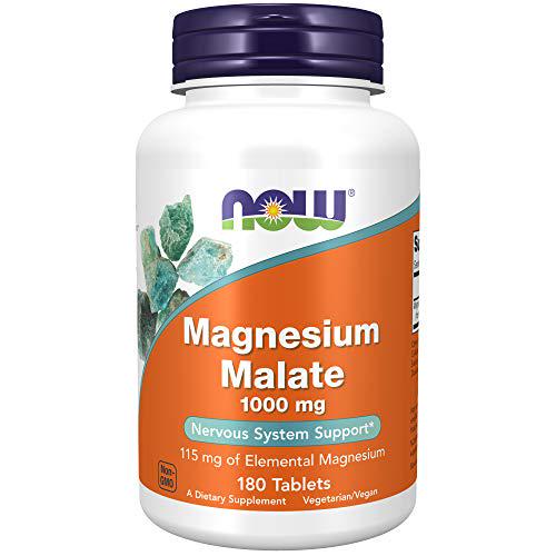 NOW Supplements, Magnesium Malate 1000 mg, Energy Production*, Nervous System Support*, 180 Tablets