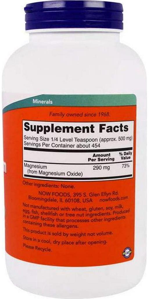 NOW Supplements, Magnesium Oxide, Enzyme Function*, Nervous System Support*, 8-Ounce