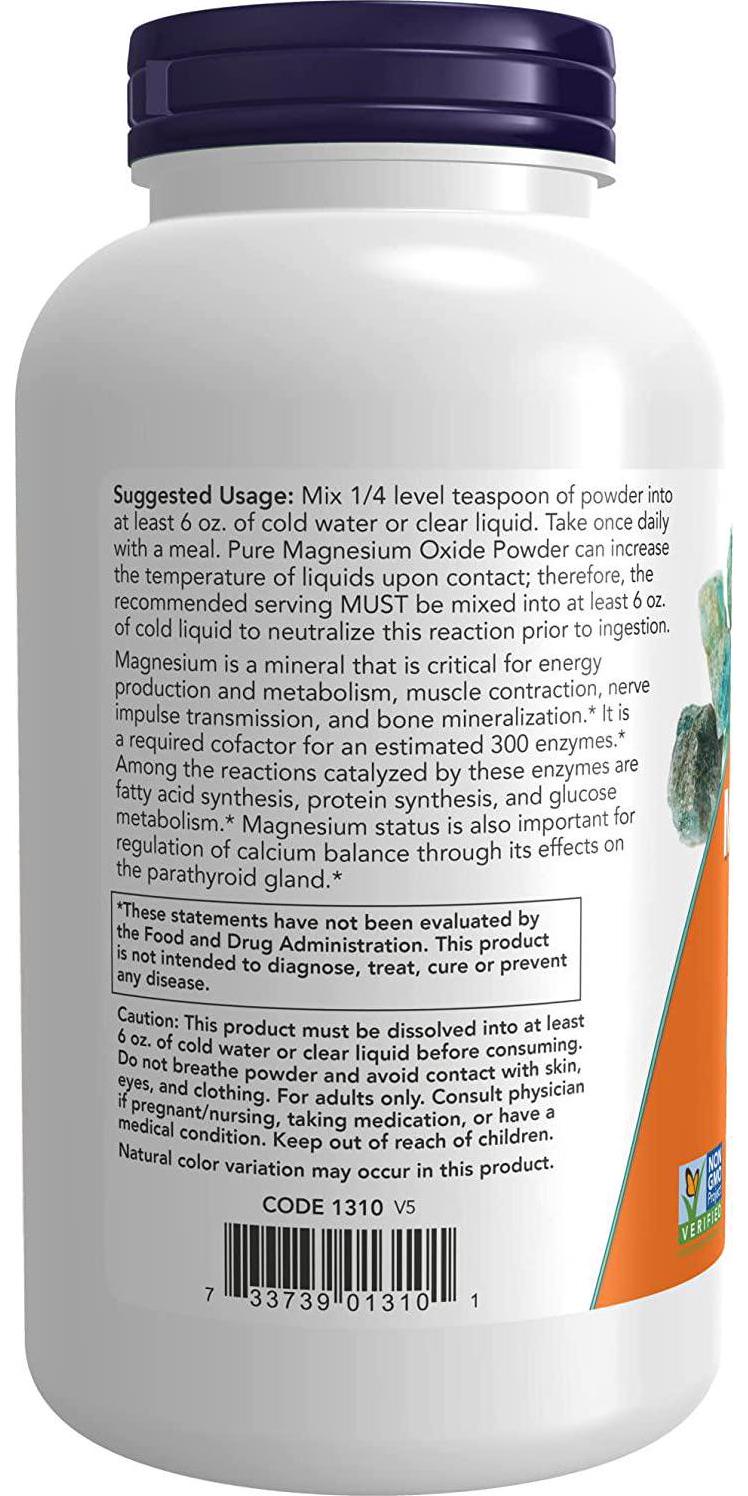 NOW Supplements, Magnesium Oxide, Enzyme Function*, Nervous System Support*, 8-Ounce