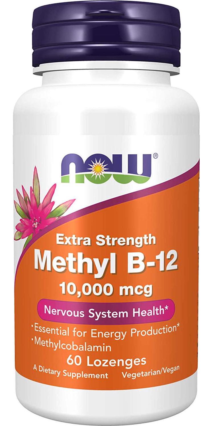 NOW Supplements, Methyl B-12 (Methylcobalamin) 10,000 mcg, Nervous System Health*, 60 Lozenges