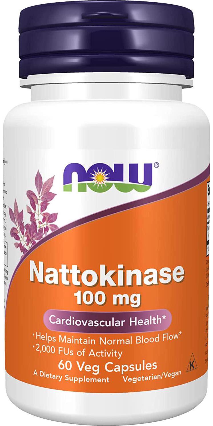 NOW Supplements, Nattokinase 100 mg (from Non-GMO Soy) with 2,000 FUs of Activity, 60 Veg Capsules