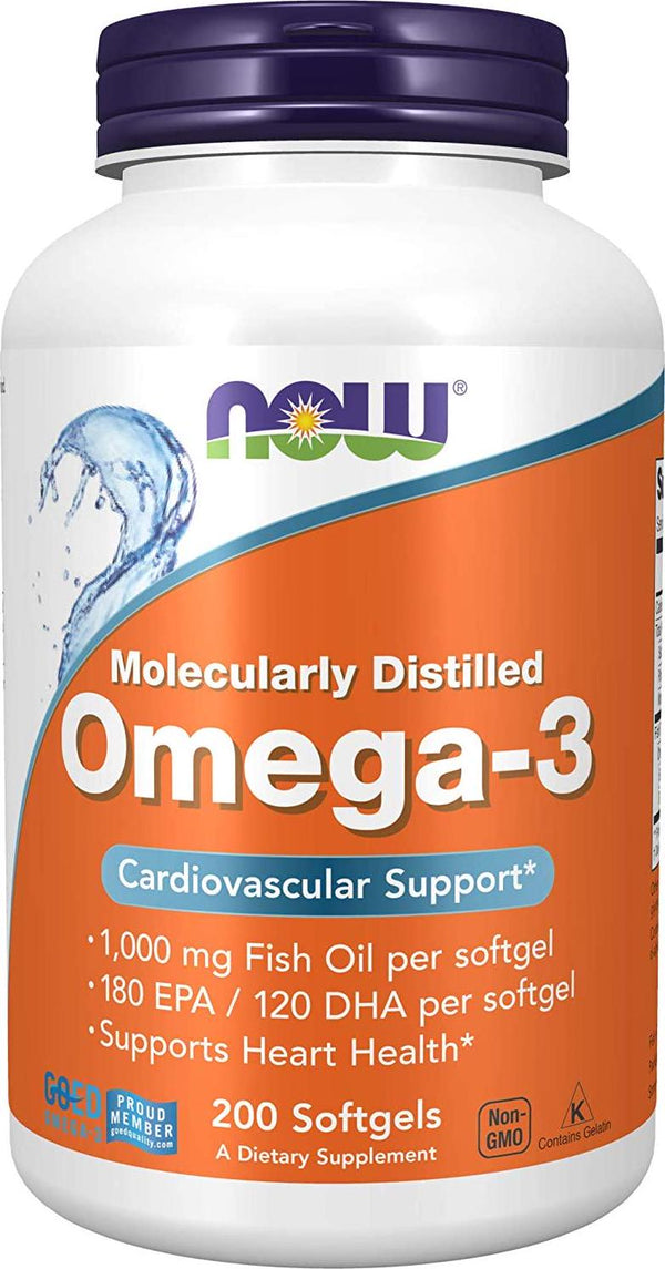 NOW Supplements, Omega-3, Molecularly Distilled, 200 Softgels