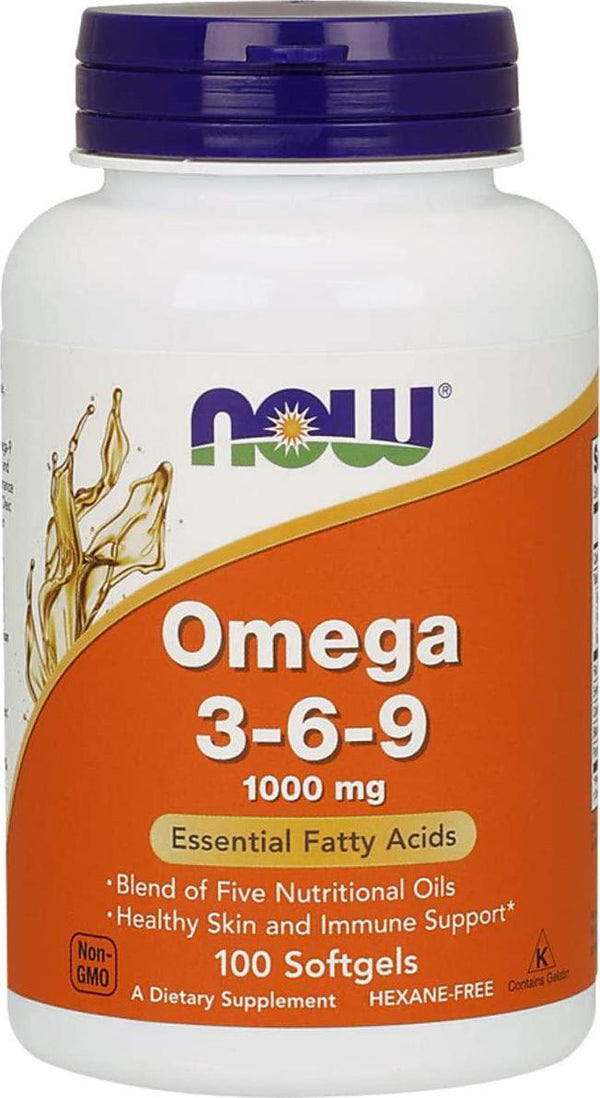 NOW Supplements, Omega 3-6-9 1000 mg with a blend of Flax Seed, Evening Primrose, Canola, Black Currant and Pumpkin Seed Oils, 100 Softgels