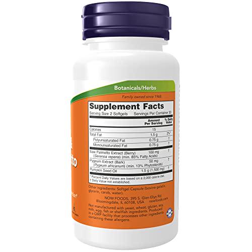 NOW Supplements, Pygeum and Saw Palmetto with Pumpkin Seed Oil, Men's Health*, 60 Softgels