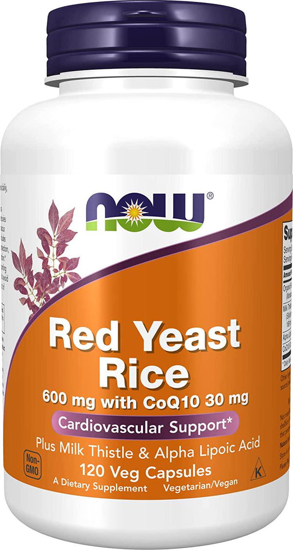 NOW Supplements, Red Yeast Rice with CoQ10, plus Milk Thistle and Alpha Lipoic Acid, 120 Veg Capsules