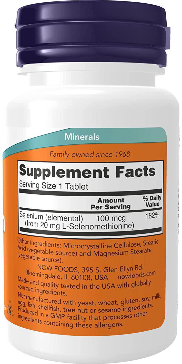NOW Supplements, Selenium 100 mcg, 100 Tablets